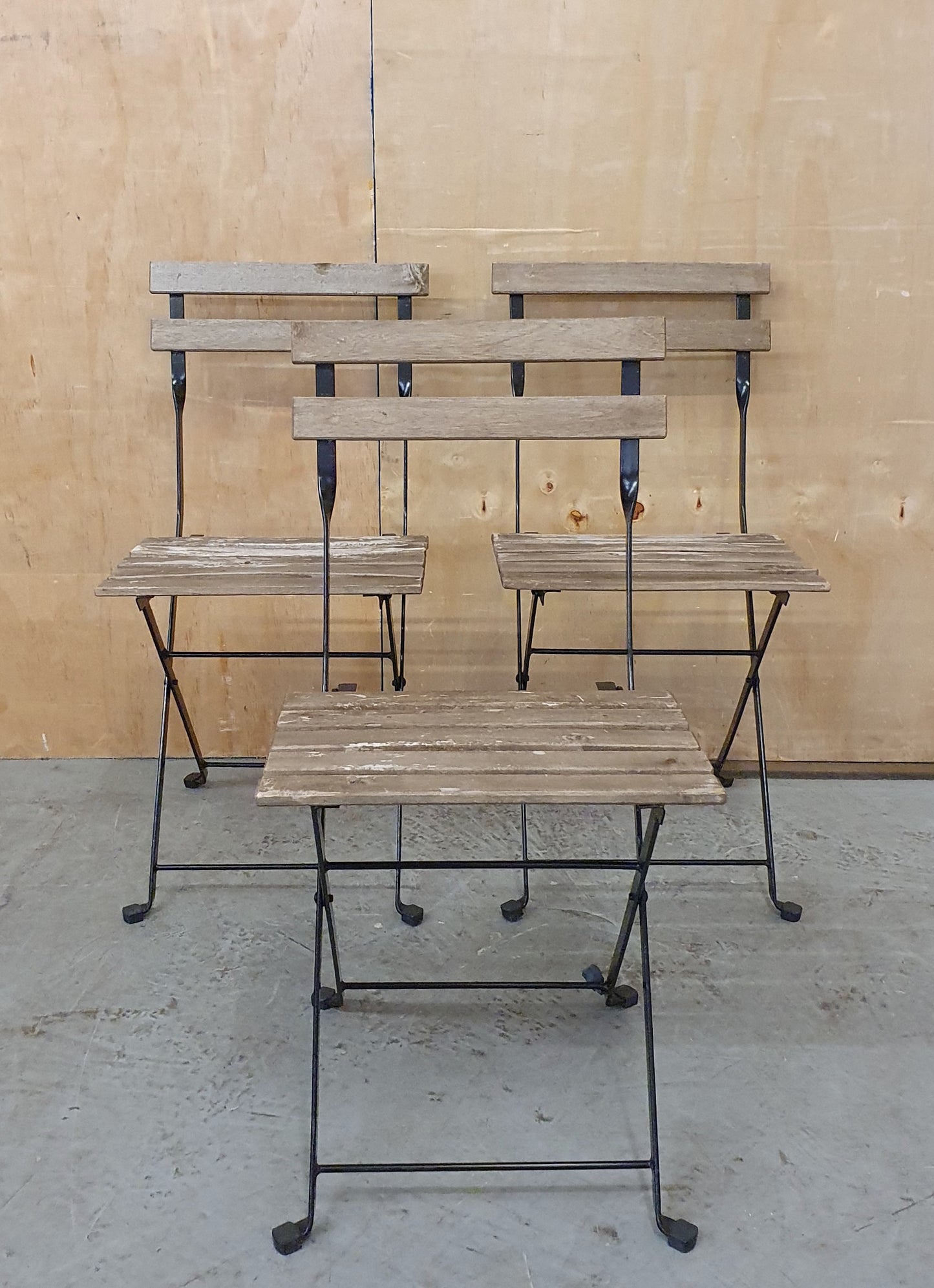 3 Matching Foldable Wood Garden Chairs - EL104465 / EL104466 / EL104467