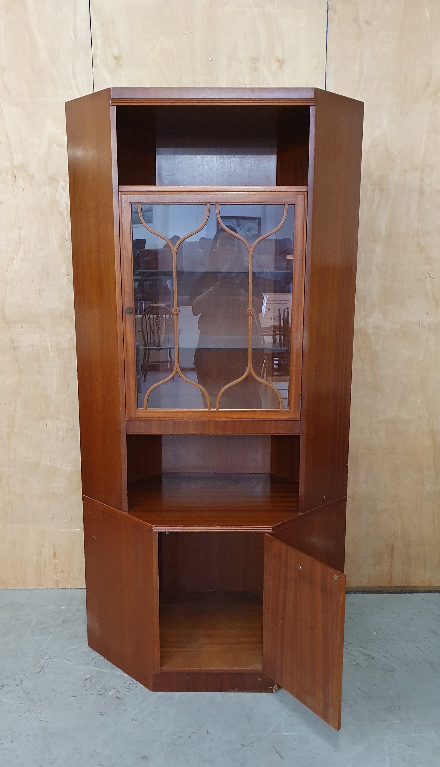 A.H. McIntosh & Co Large 2 Tier Glass Cabinet with Glass Shelves -104274