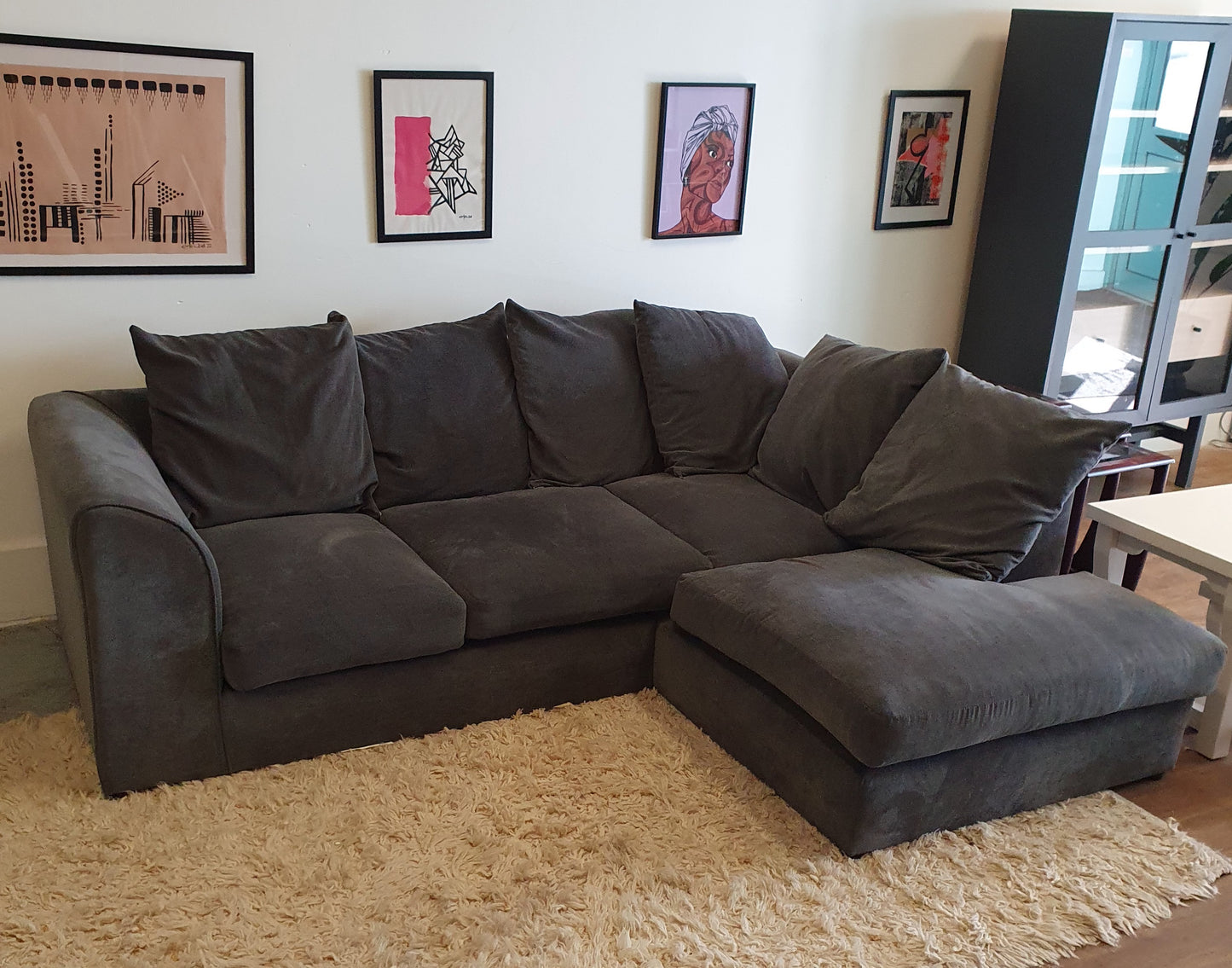Grey Modern Soft Fabric L-Shape Sofa - 103679