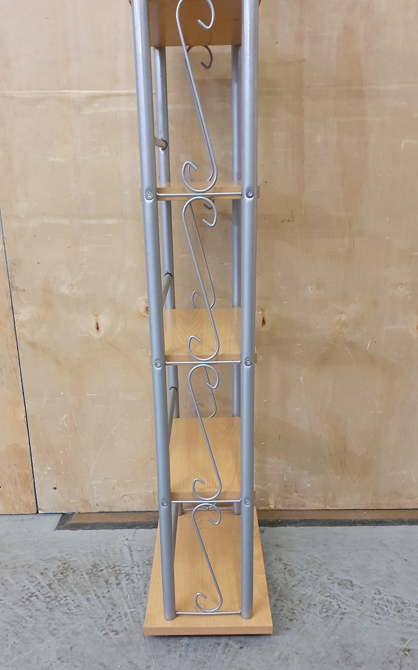 Small Slim Wooden Shelving Unit with Decorative Chrome Frame - 104007