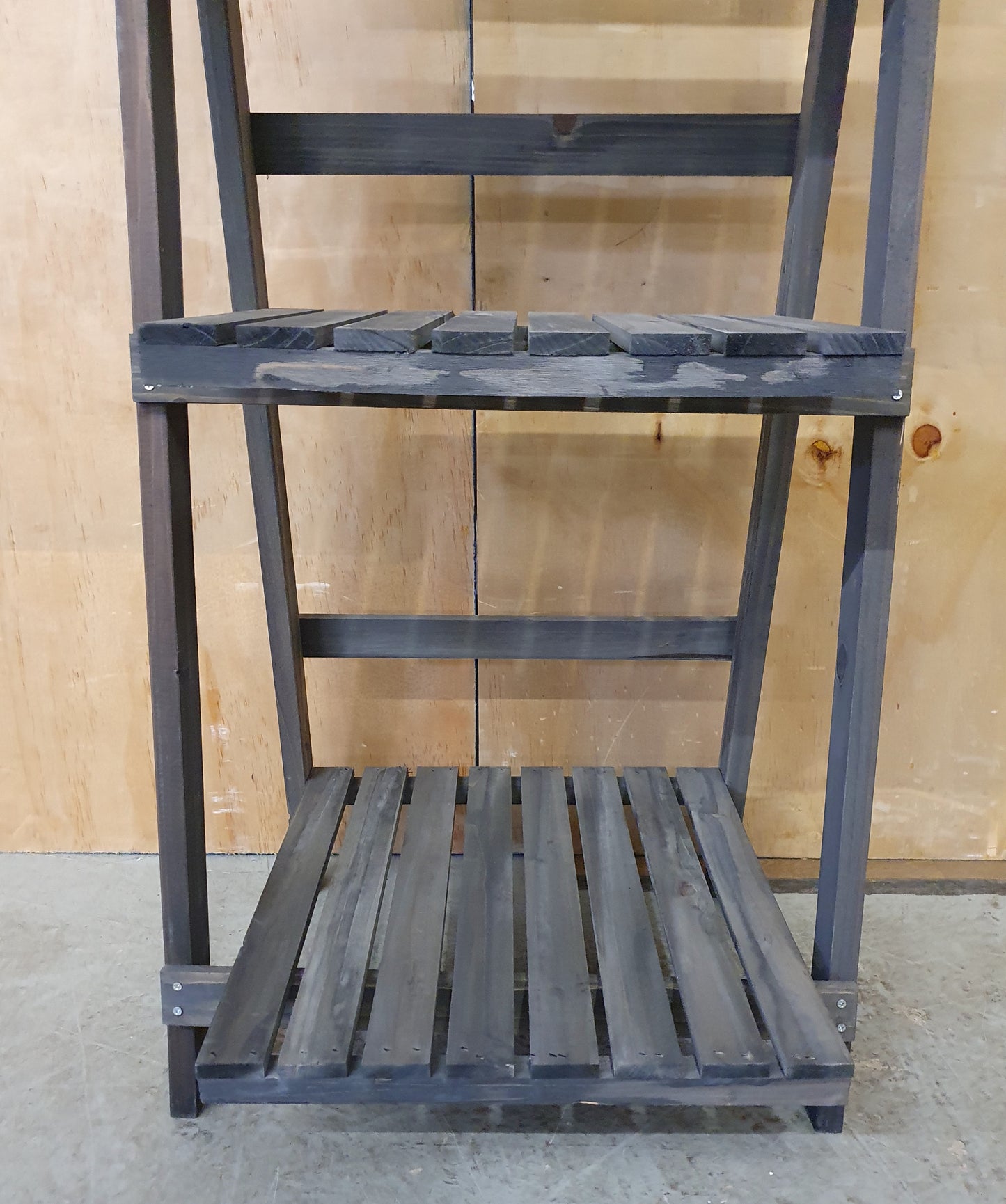 Grey Wood Folding Shelving Unit with 3 Slatted Shelves - 104008