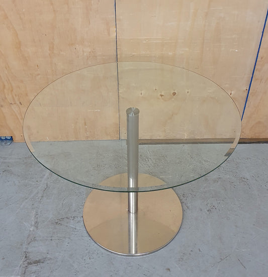 Small Round Glass Top Dining Table with Chrome Base - EL104362