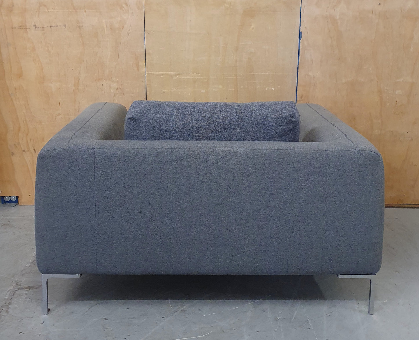 Grey Love Seat / Large Armchair with Chrome Feet - 104573