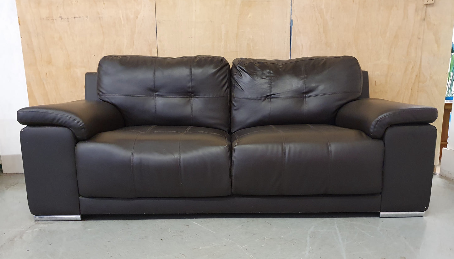 Dark Brown Faux Leather 2 Seater Sofa - 040725-14