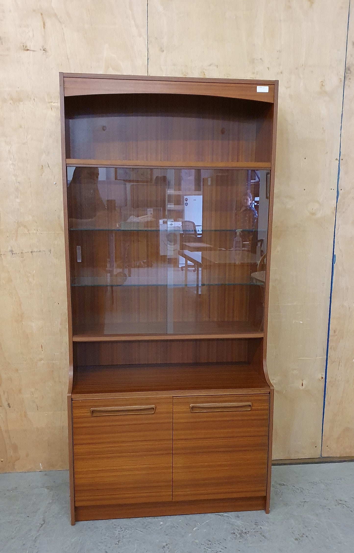 Vintage Glass Display Cabinet with Bottom Cabinet and Glass Shelves - 104463