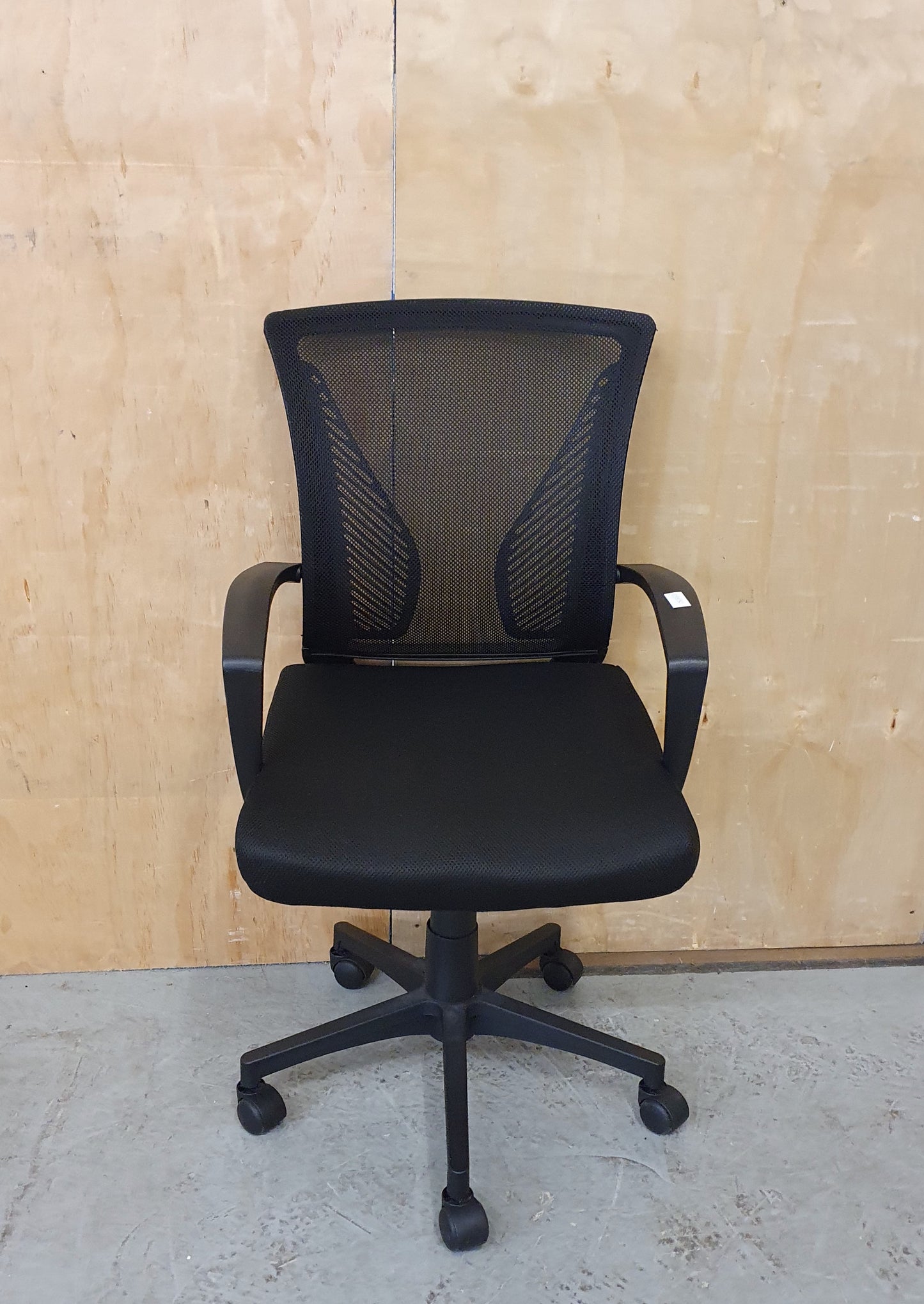 Black Office Chair with Mesh Fabric Back Rest and Castor Wheels - 103850