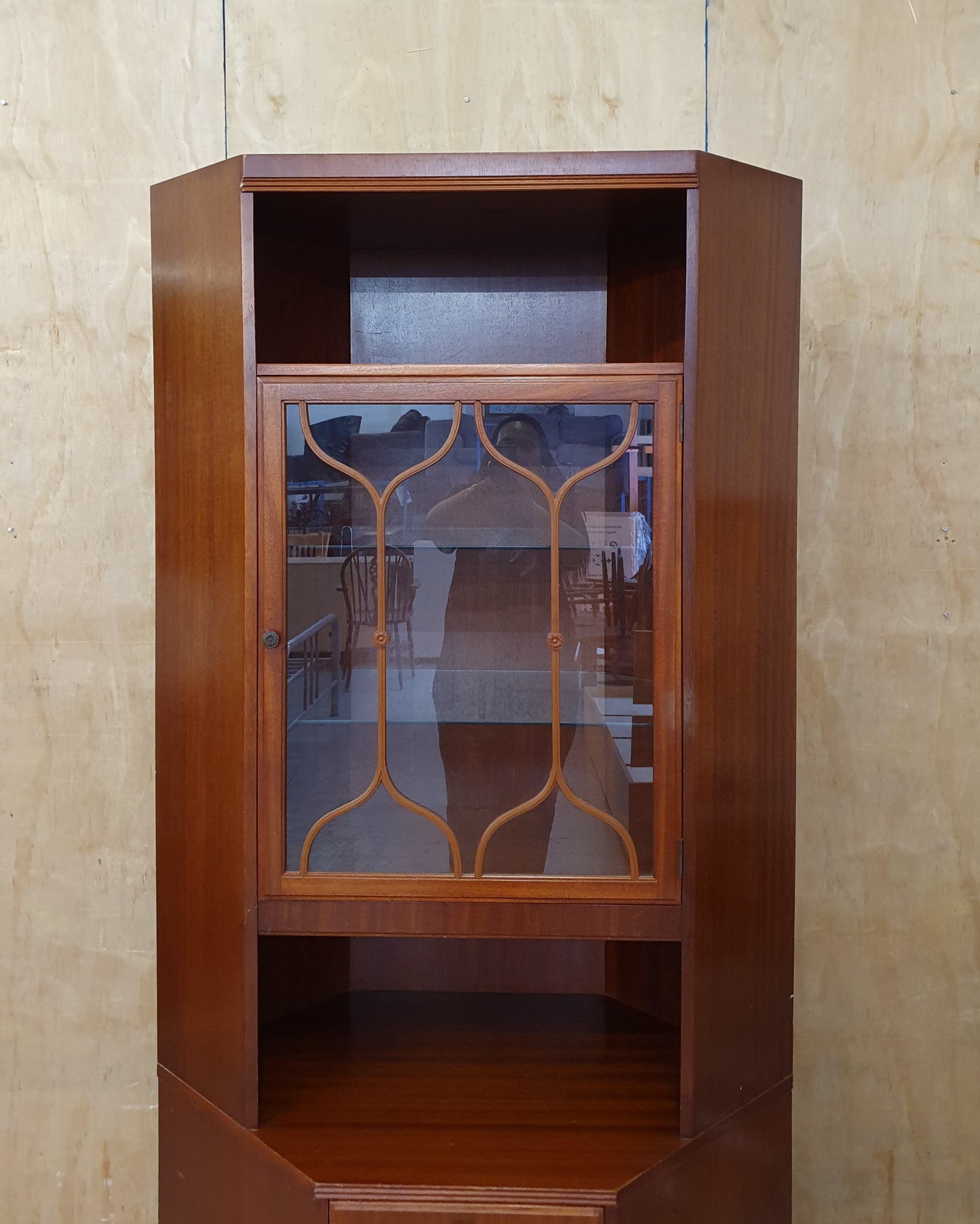 A.H. McIntosh & Co Large 2 Tier Glass Cabinet with Glass Shelves -104274