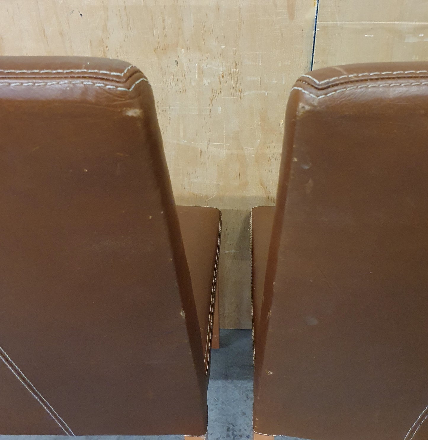 4 Matching Brown Leather Dining Chairs - EL104505 / EL104506 / EL104507 / EL104508