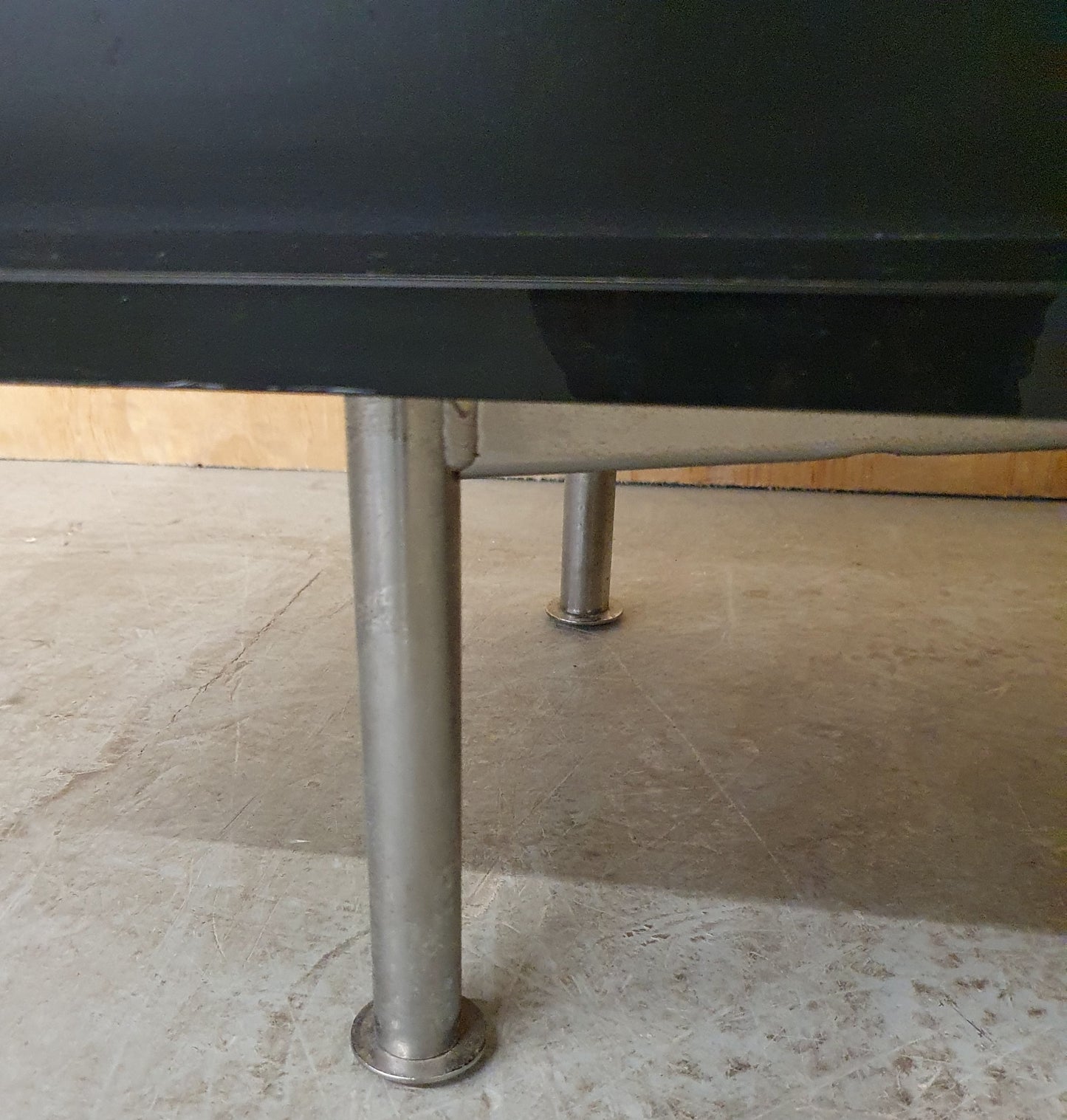 Black Low Glass Coffee table with Two Sections and Chrome Feet - EL103952