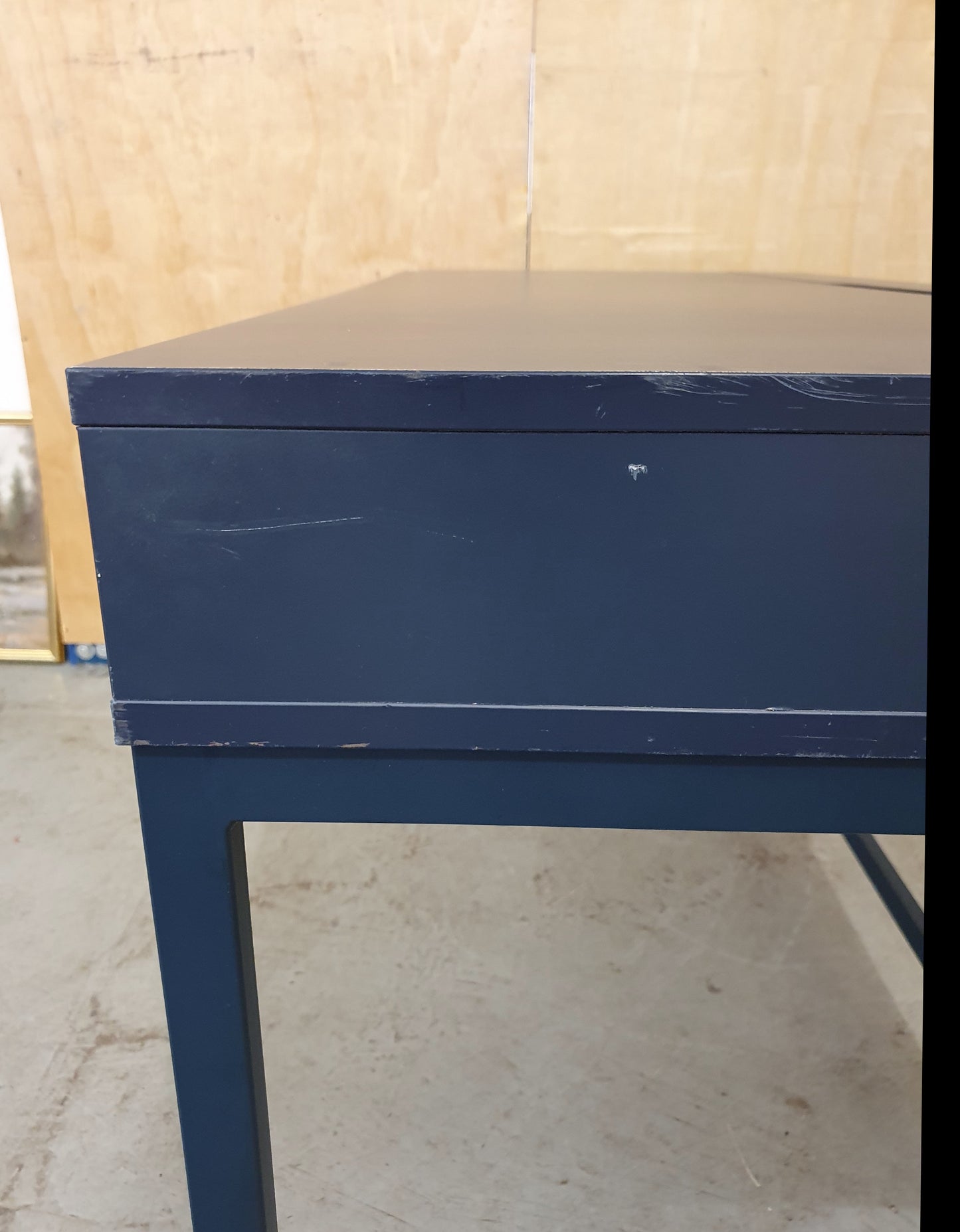 IKEA ALEX Navy Blue Desk with Back Panel Section and 2 Drawers - 103908