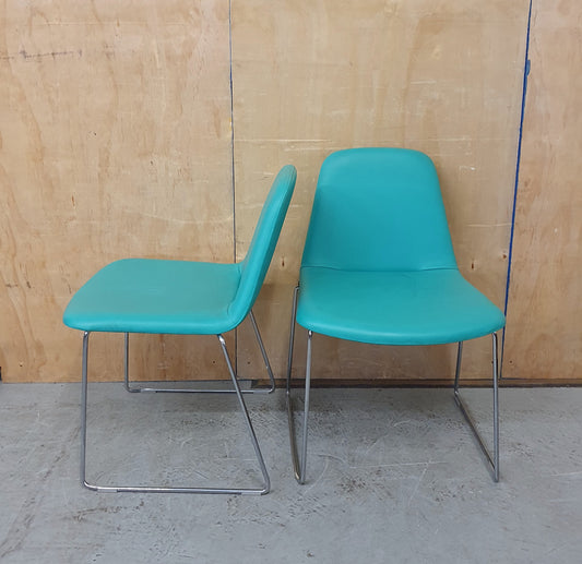 HITCHMYLIUS 2 Matching Turquois Soft Leather Chairs - EL104088 / EL104099