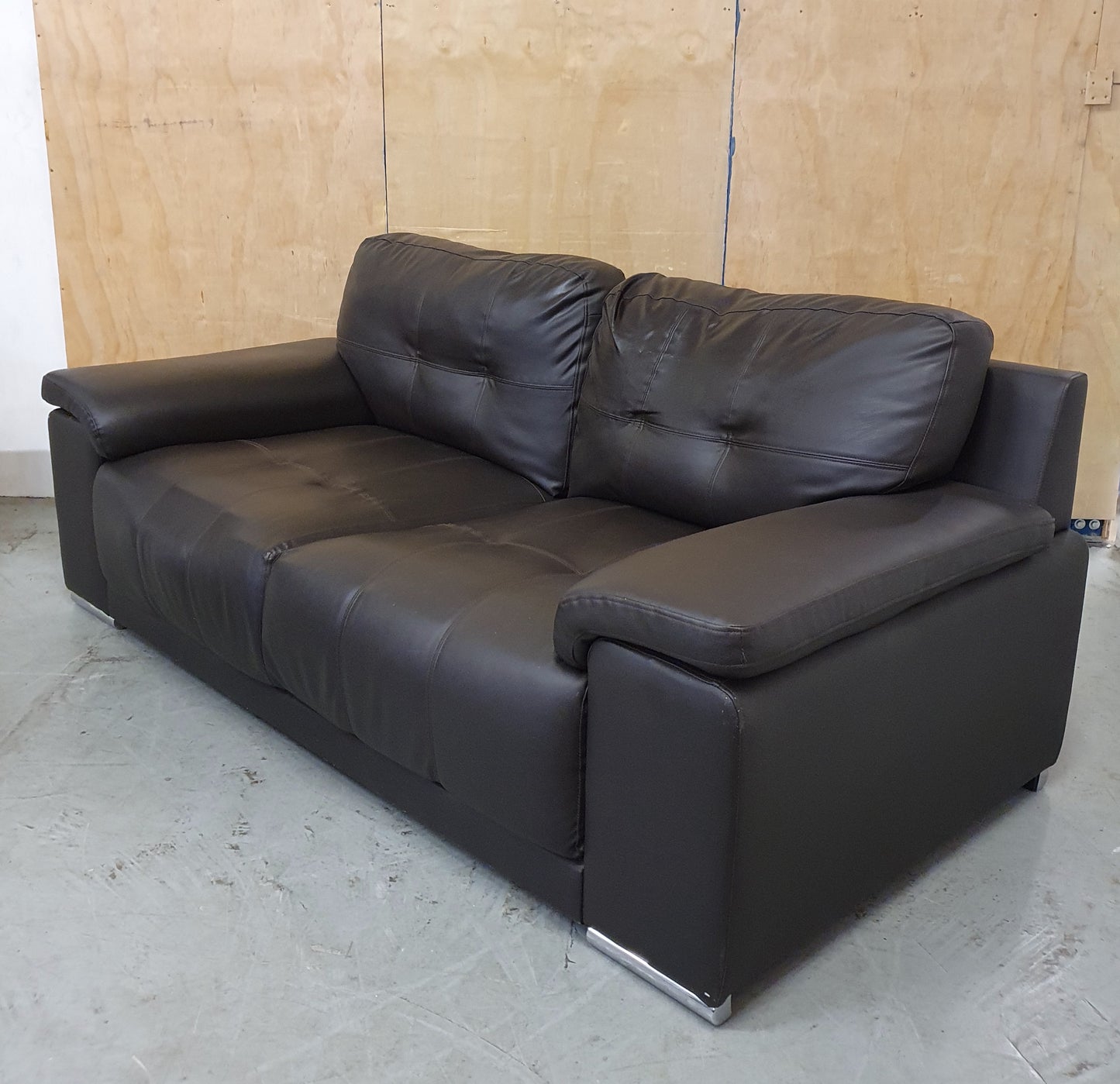 Dark Brown Faux Leather 2 Seater Sofa - 040725-14