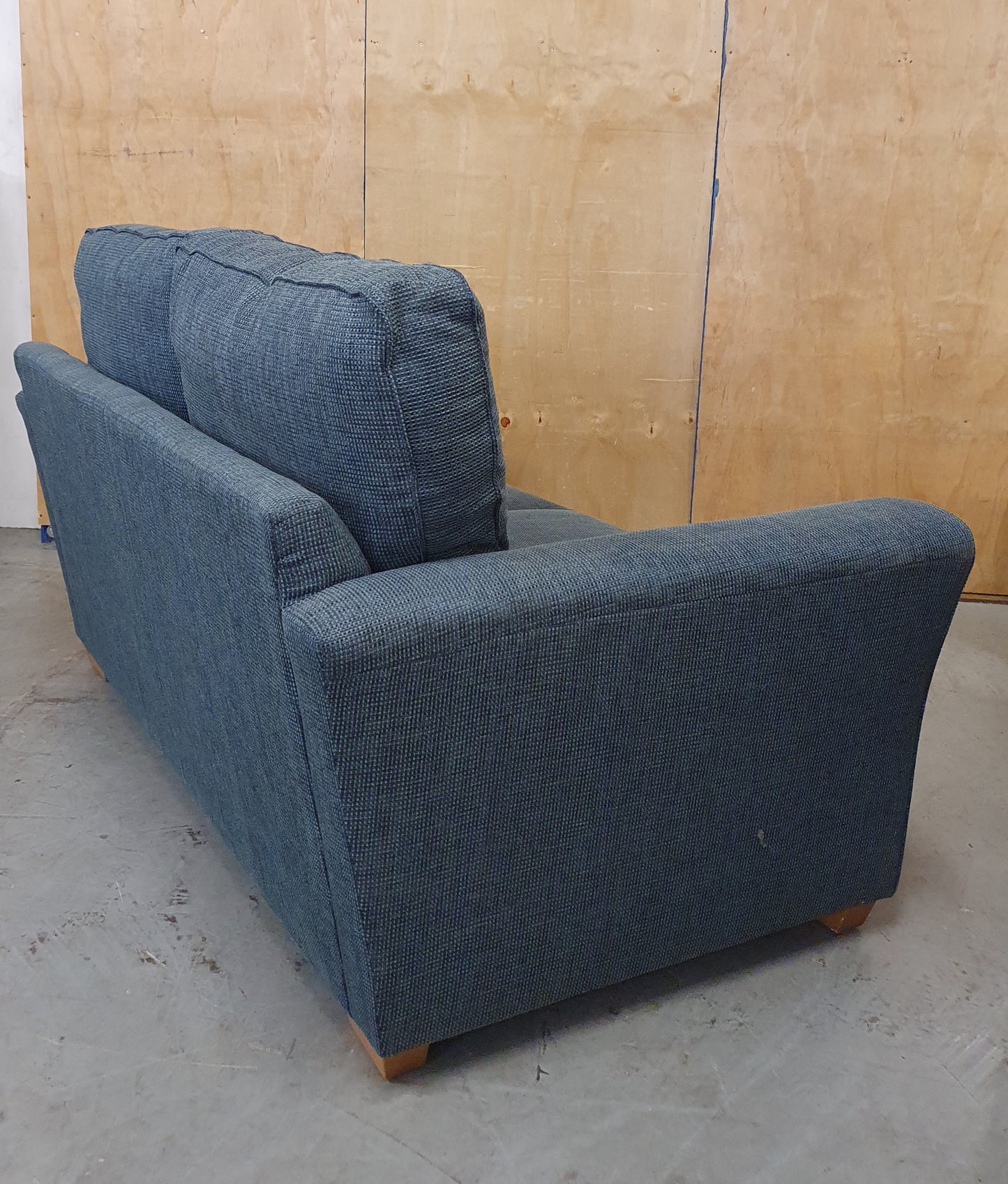 Blue 2 Seater Sofa with Block Wooden Feet - 104801