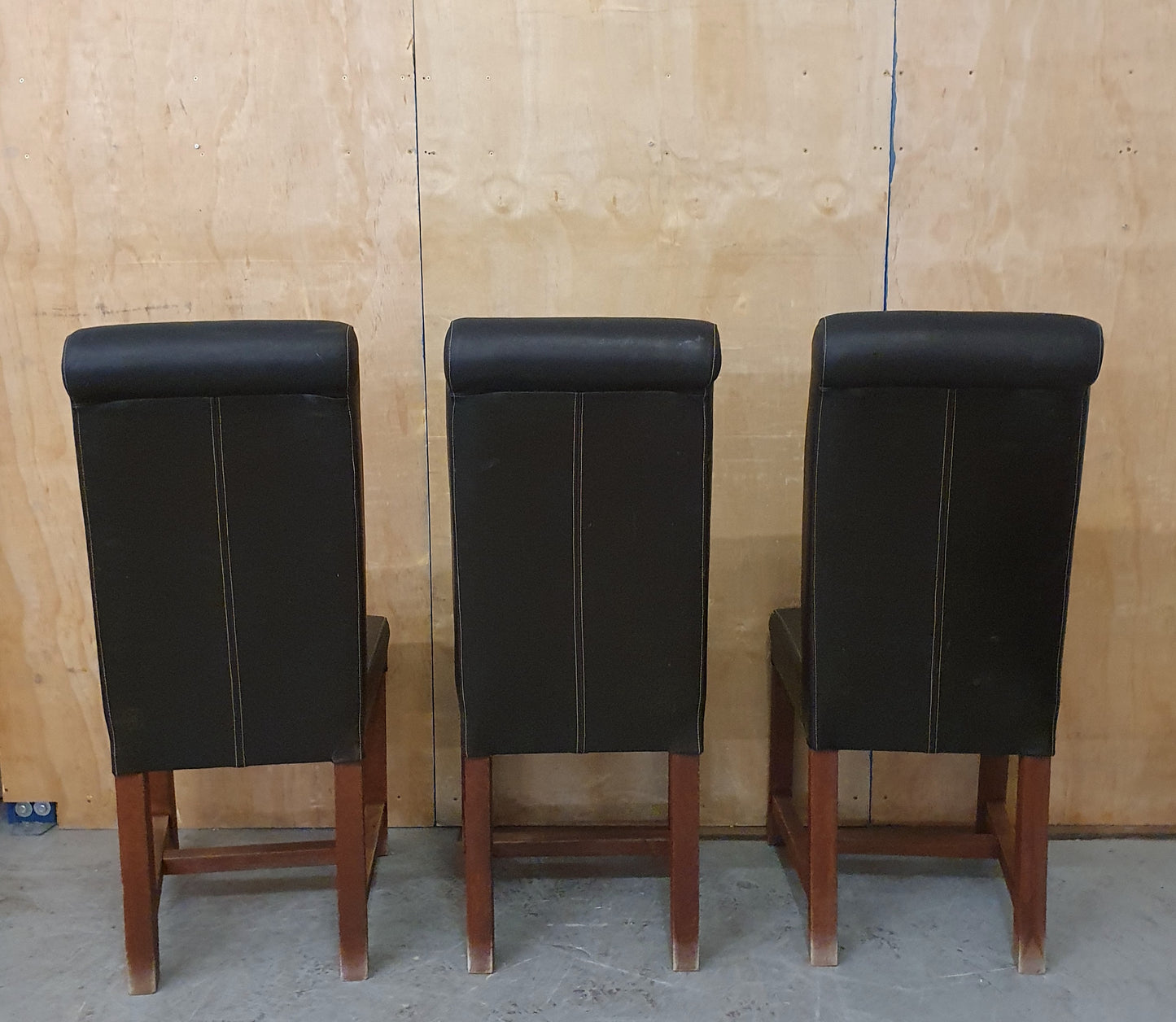 3 Matching Dark Brown Faux Leather High Back Dining Chairs - EL104394 / EL104395 / EL104396