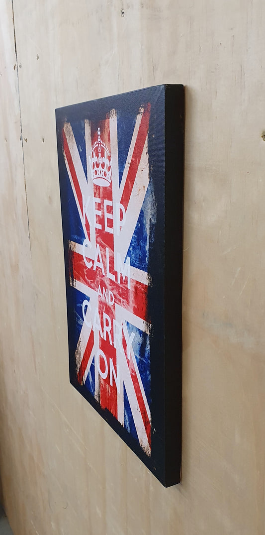 KEEP CALM AND CARRY ON Union Jack Small Art Canvas - EL103946