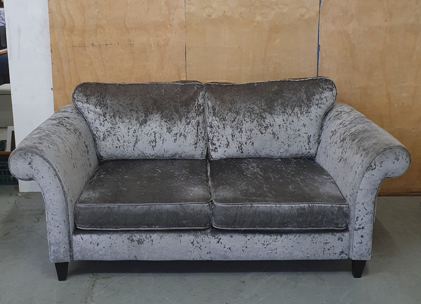 Grey Crushed Velvet 2 Seater Sofa - 104104