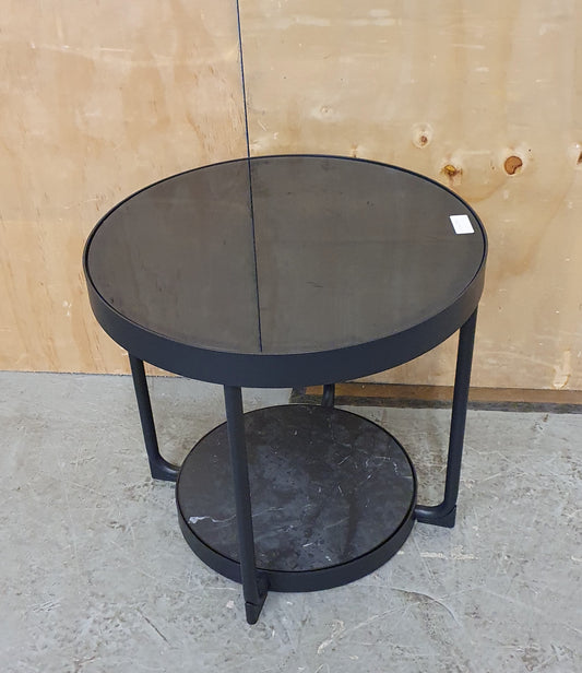 IKEA FROTORP Round 2 Tier Glass and Faux Marble Coffee Table - 104791