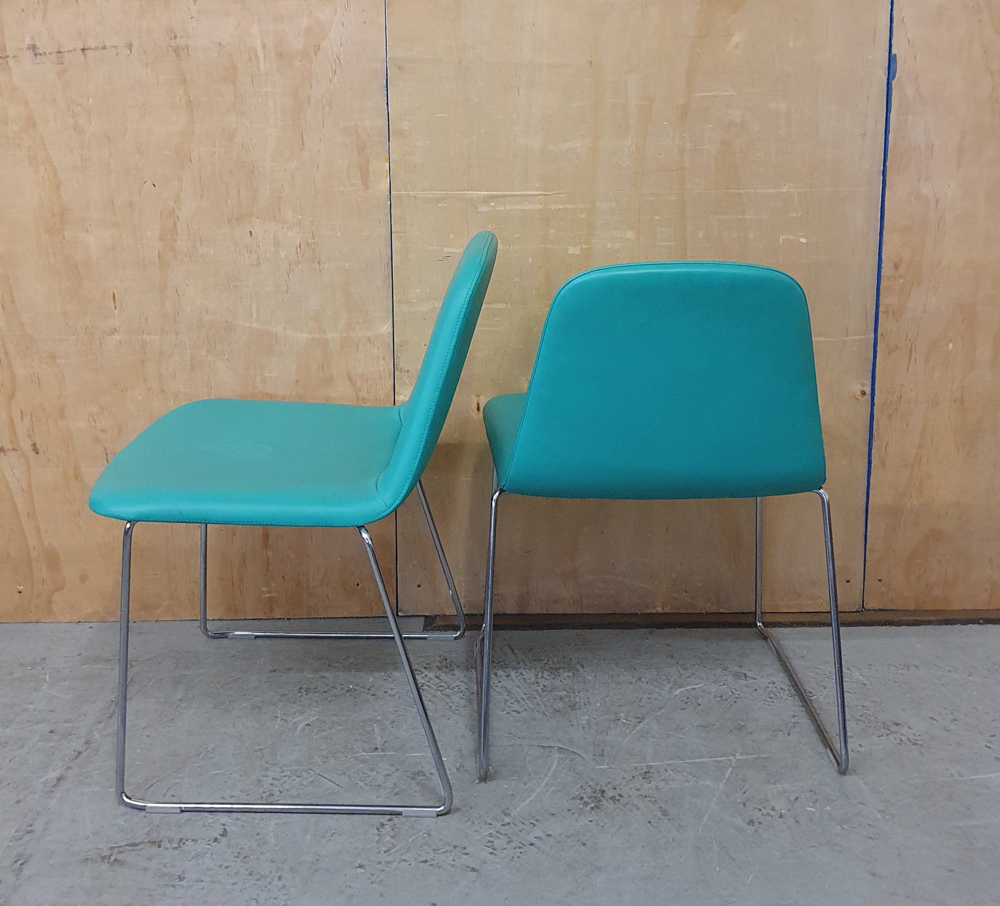 HITCHMYLIUS 2 Matching Turquois Soft Leather Chairs - EL104088 / EL104099