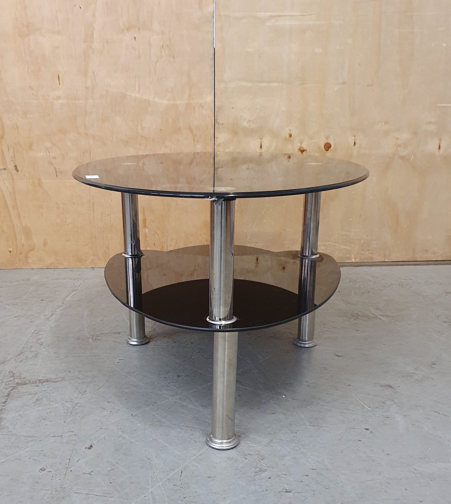 3 Tier Black Tempered Glass Oval Coffee Table with Chrome Frame - 103724