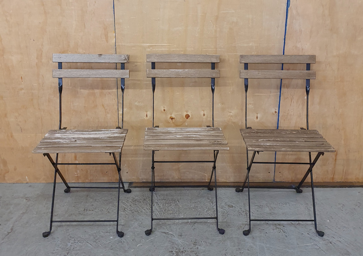 3 Matching Foldable Wood Garden Chairs - EL104465 / EL104466 / EL104467