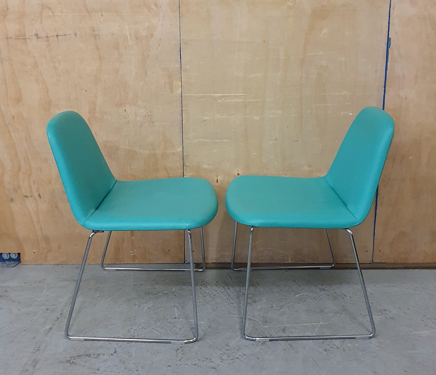 HITCHMYLIUS 2 Matching Turquois Soft Leather Chairs - EL104088 / EL104099