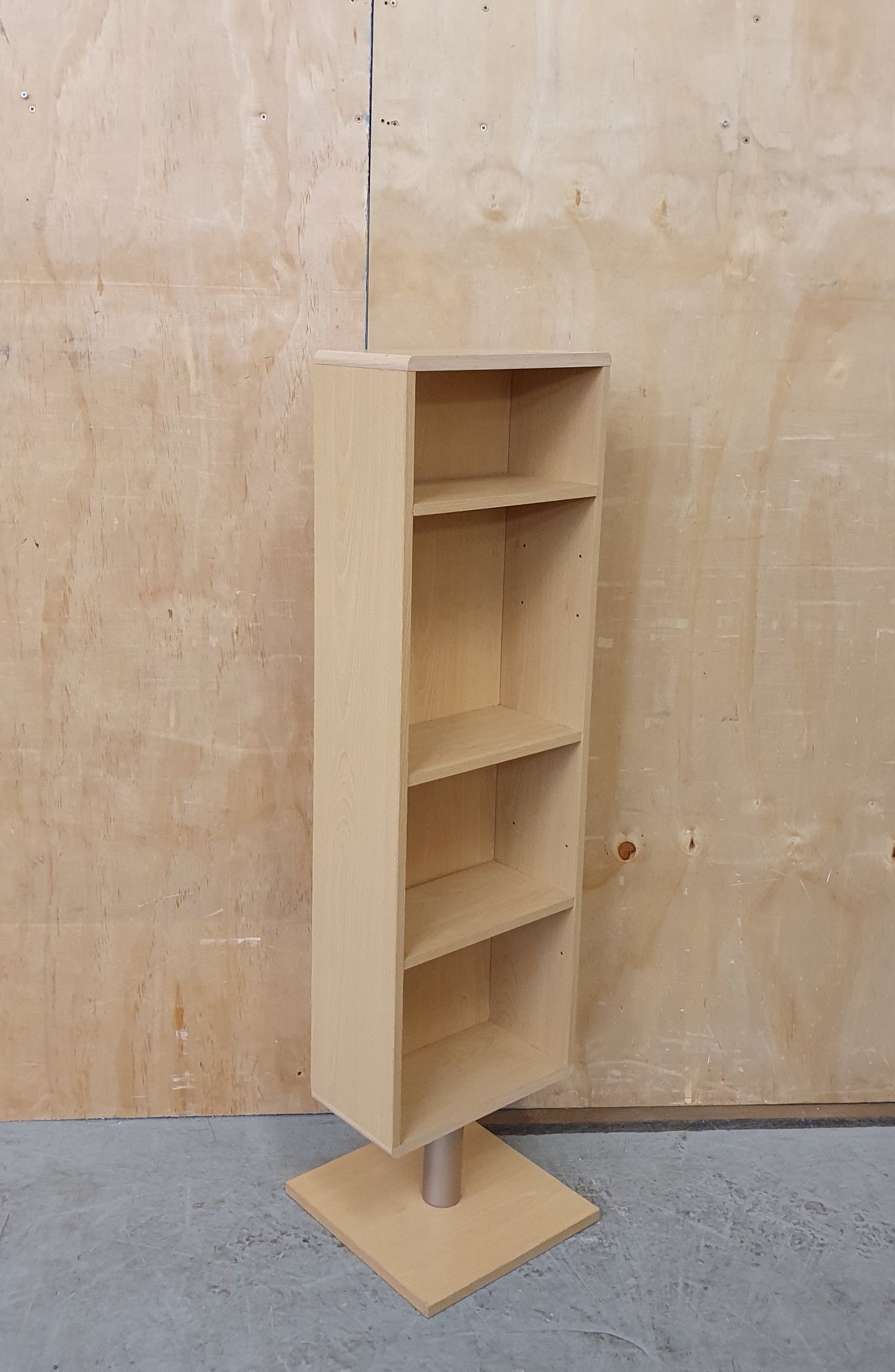 Small Modern Wood Shelving Unit with Chrome Attachment to Base - EL104006