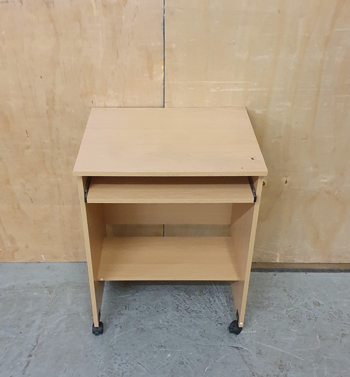 Small Wood Desk with Pull Out Shelf and Lower Shelf - EL104647