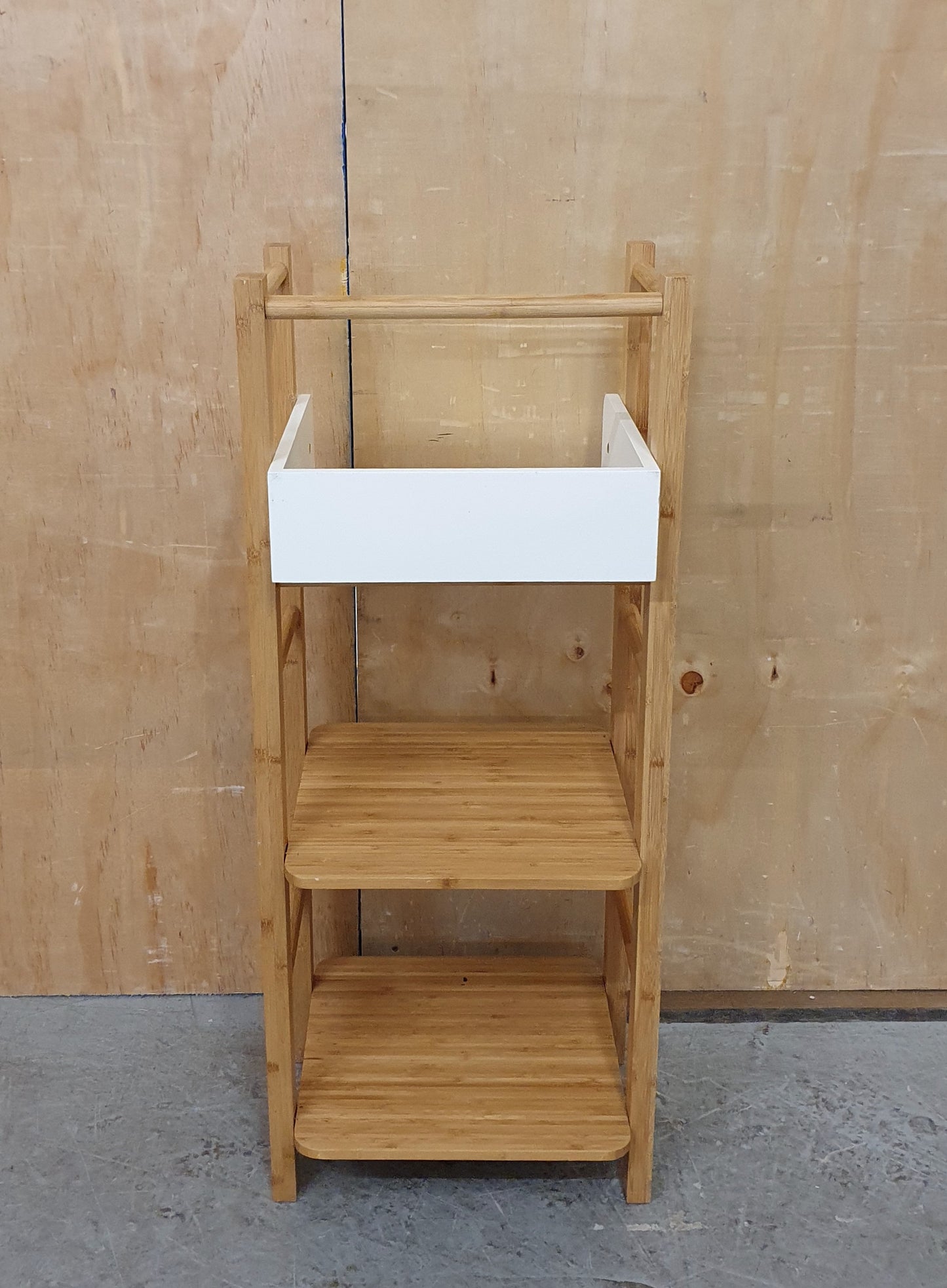 Small Bamboo Shelving Unit with White Top Section - 120925-01