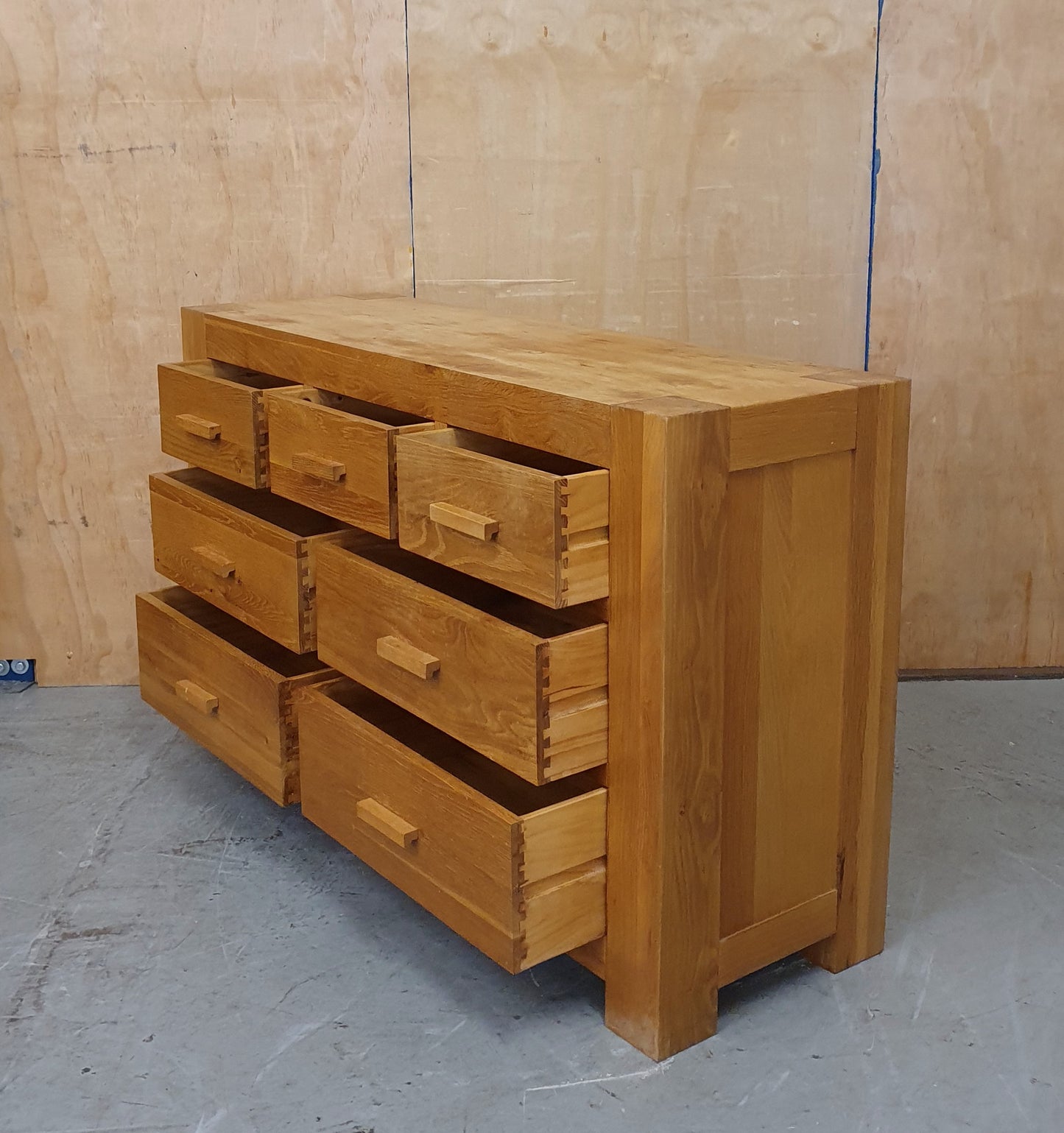 Large Oak 7 Drawer Chest of Drawers with Block Handles - 104486
