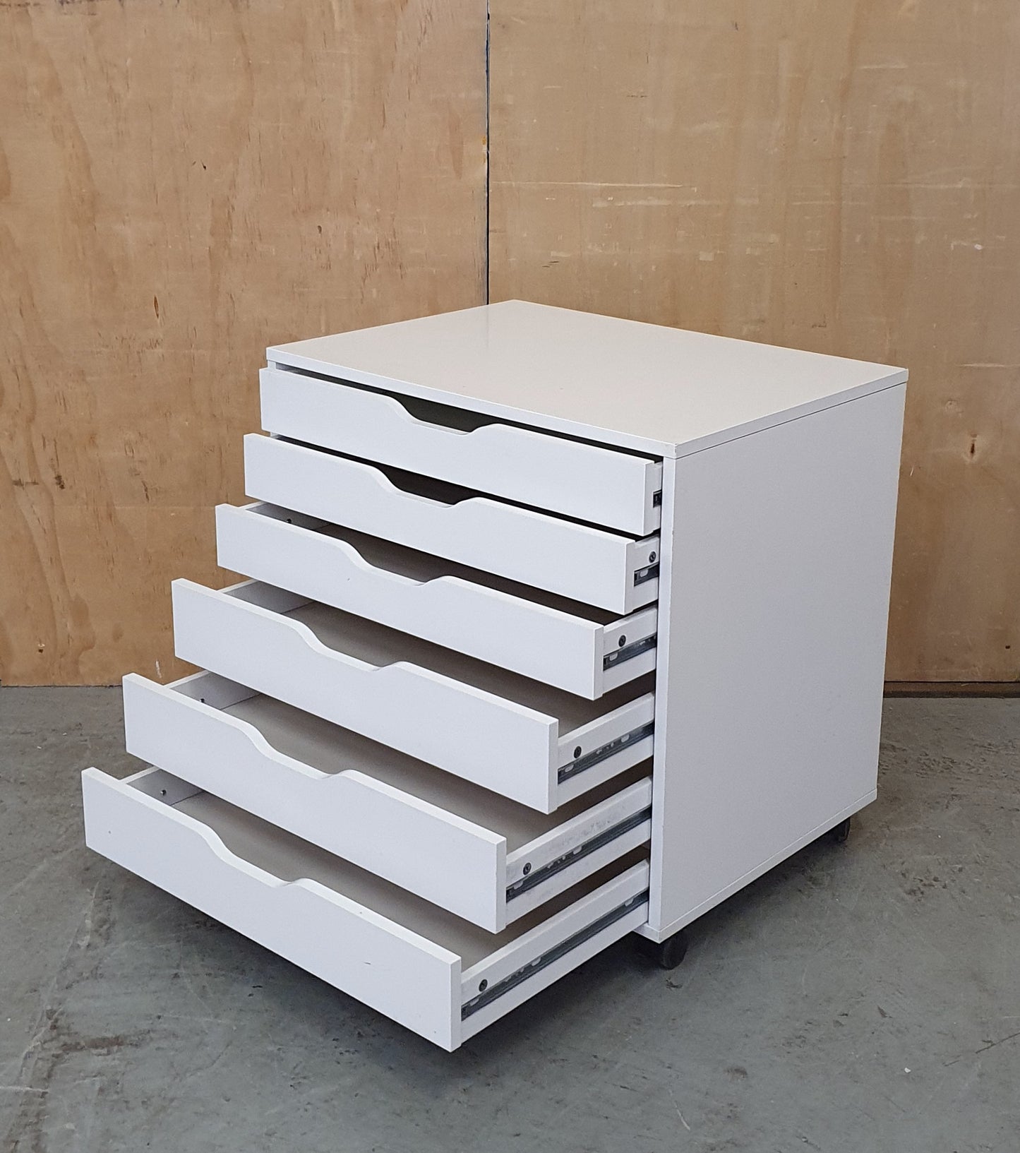 IKEA ALEX White Wood Storage Drawers on Castor Wheels - 104296