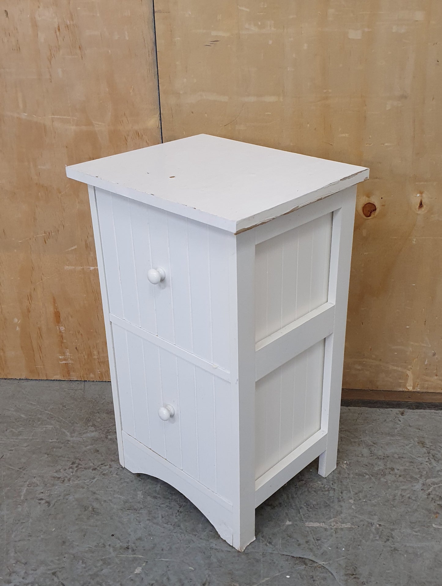 Small White Wood 2 Drawer Cabinet - EL104637