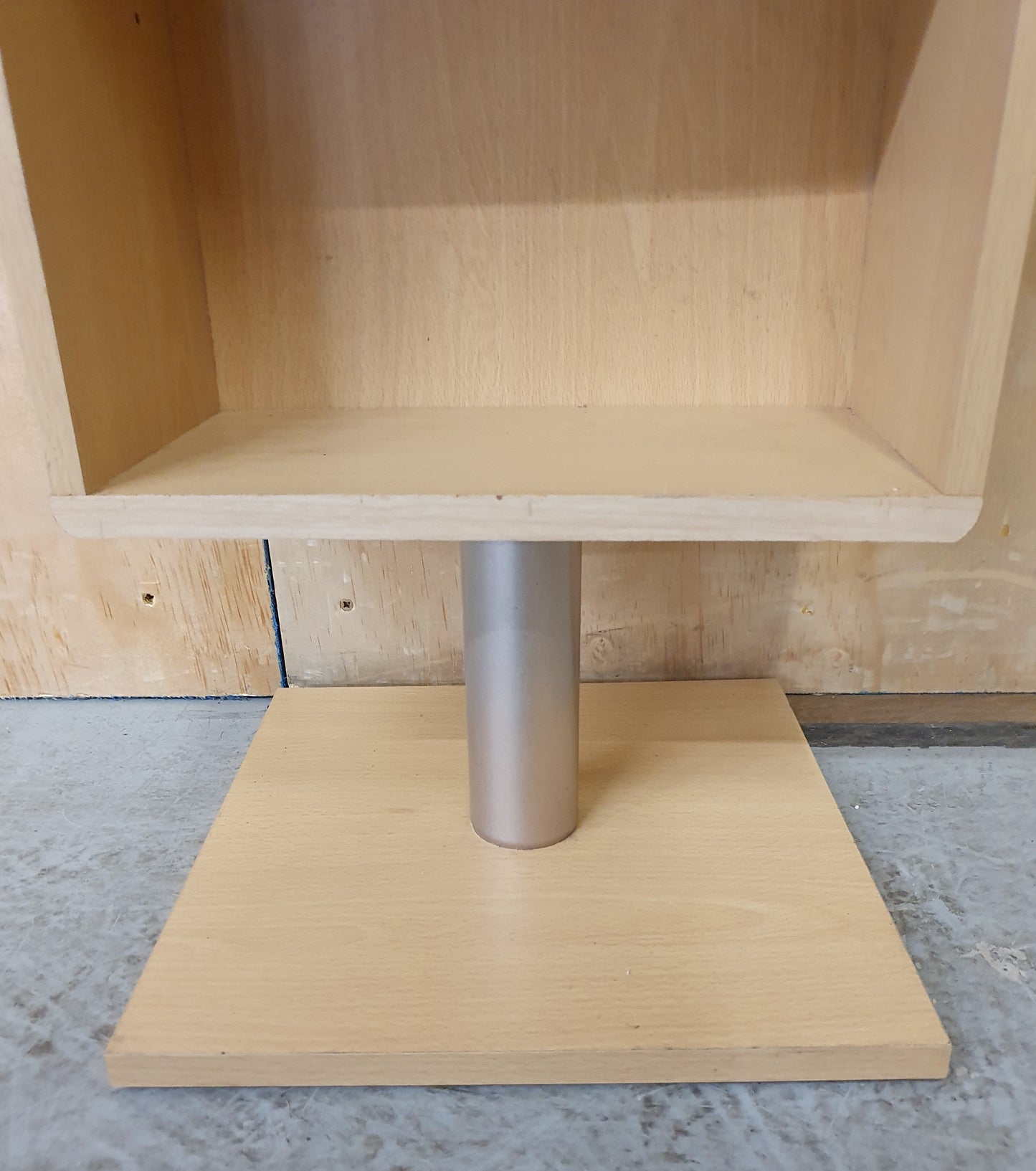 Small Modern Wood Shelving Unit with Chrome Attachment to Base - EL104006