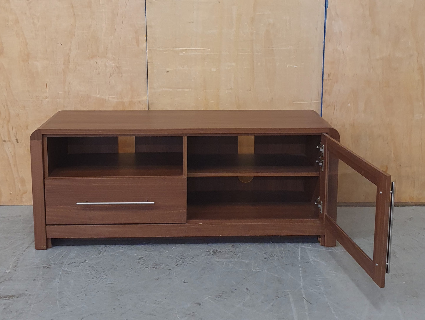 Large Heavy Duty Wooden TV Stand with 1 Glass Door and 1 Drawer - EL104356