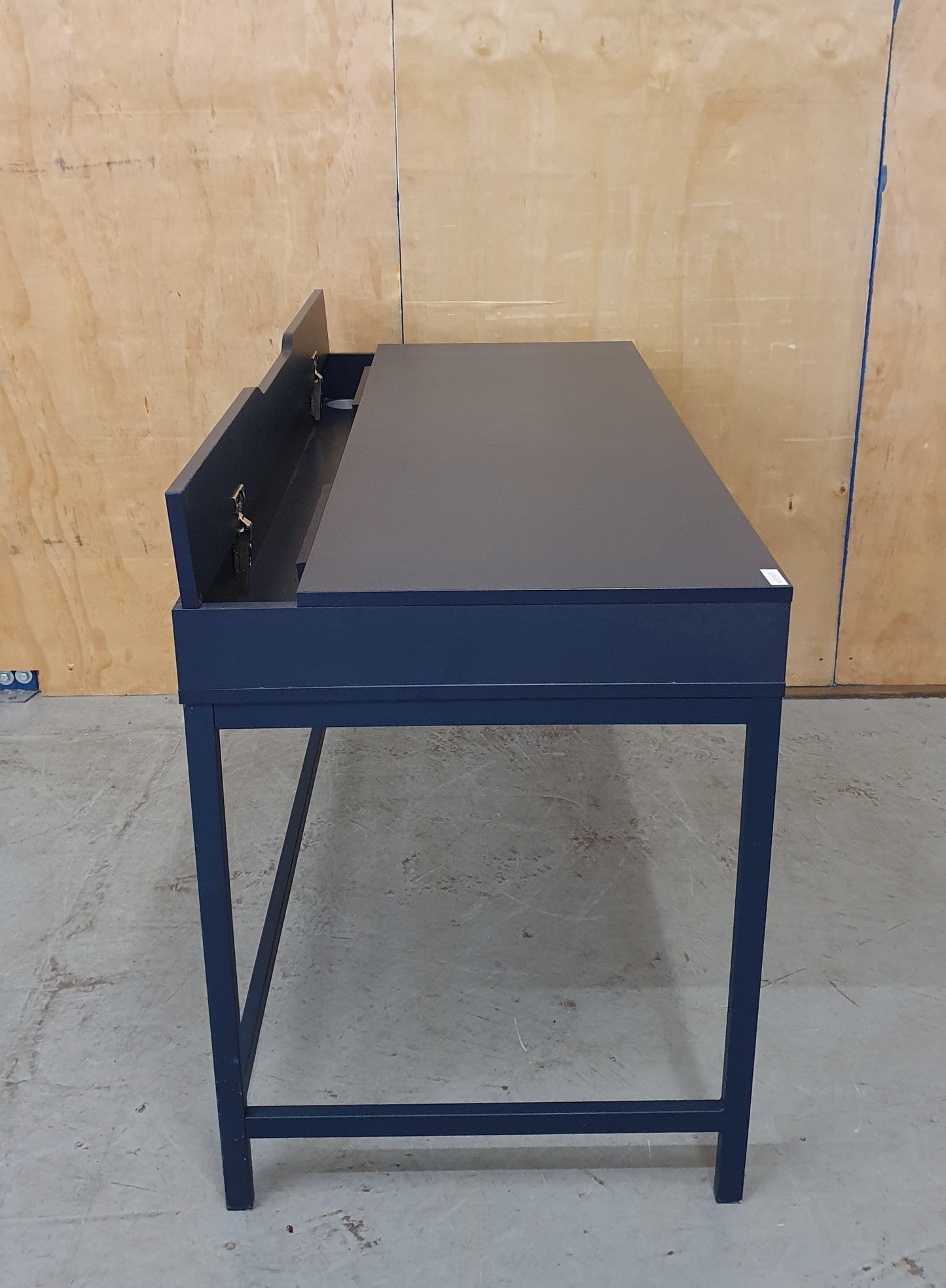 IKEA ALEX Navy Blue Desk with Back Panel Section and 2 Drawers - 103908