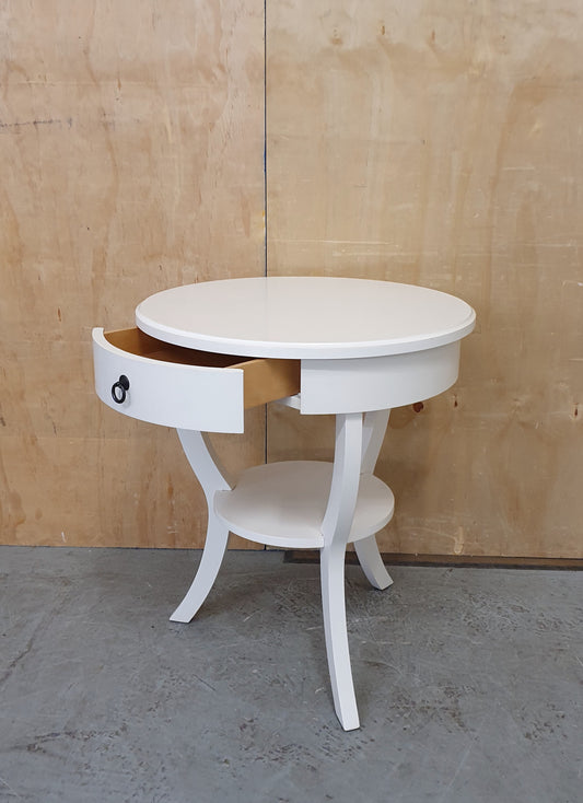 2 Tier Small Round Top 3 Leg Table with Drawer - EL104901