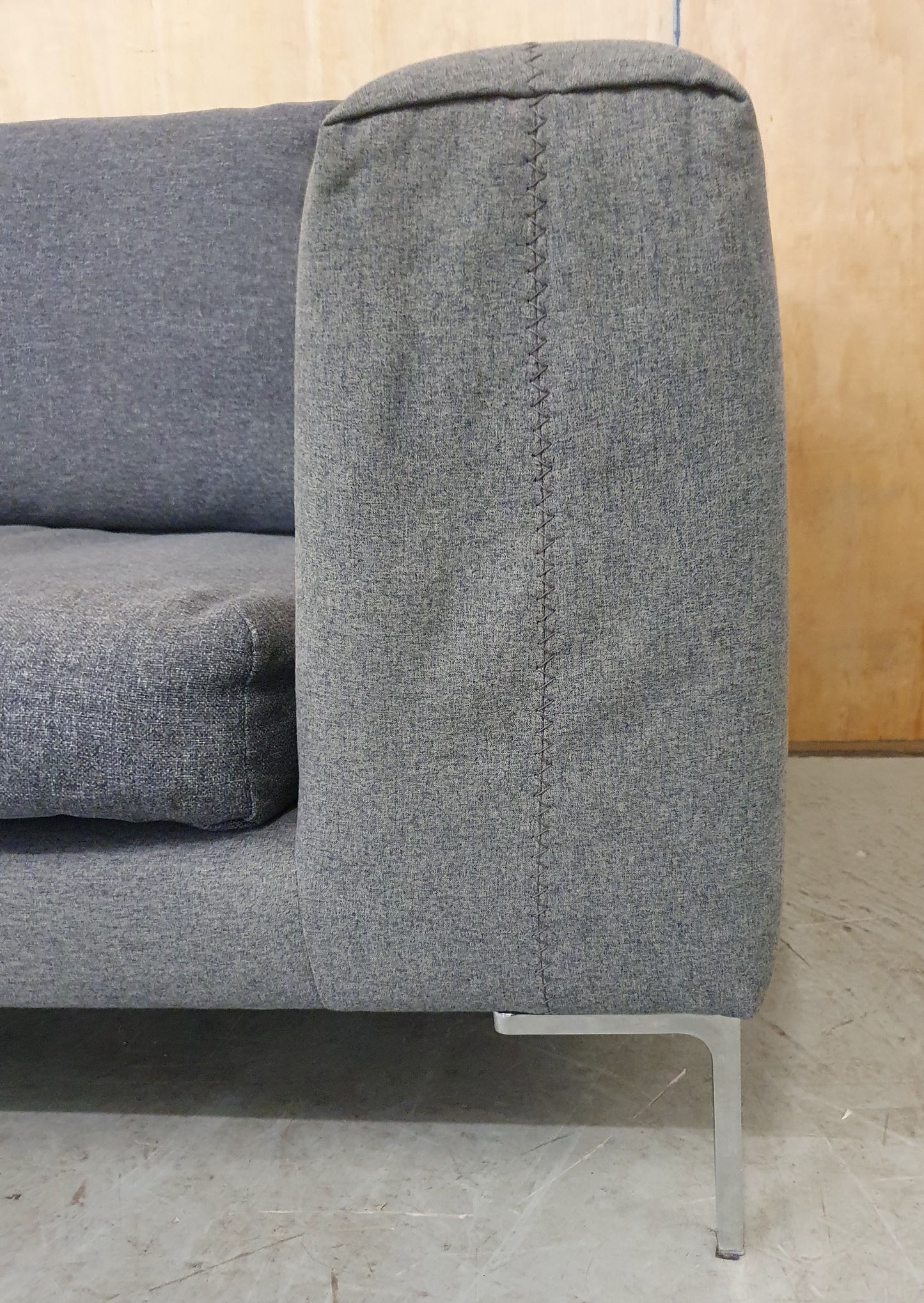 Grey Love Seat / Large Armchair with Chrome Feet - 104573