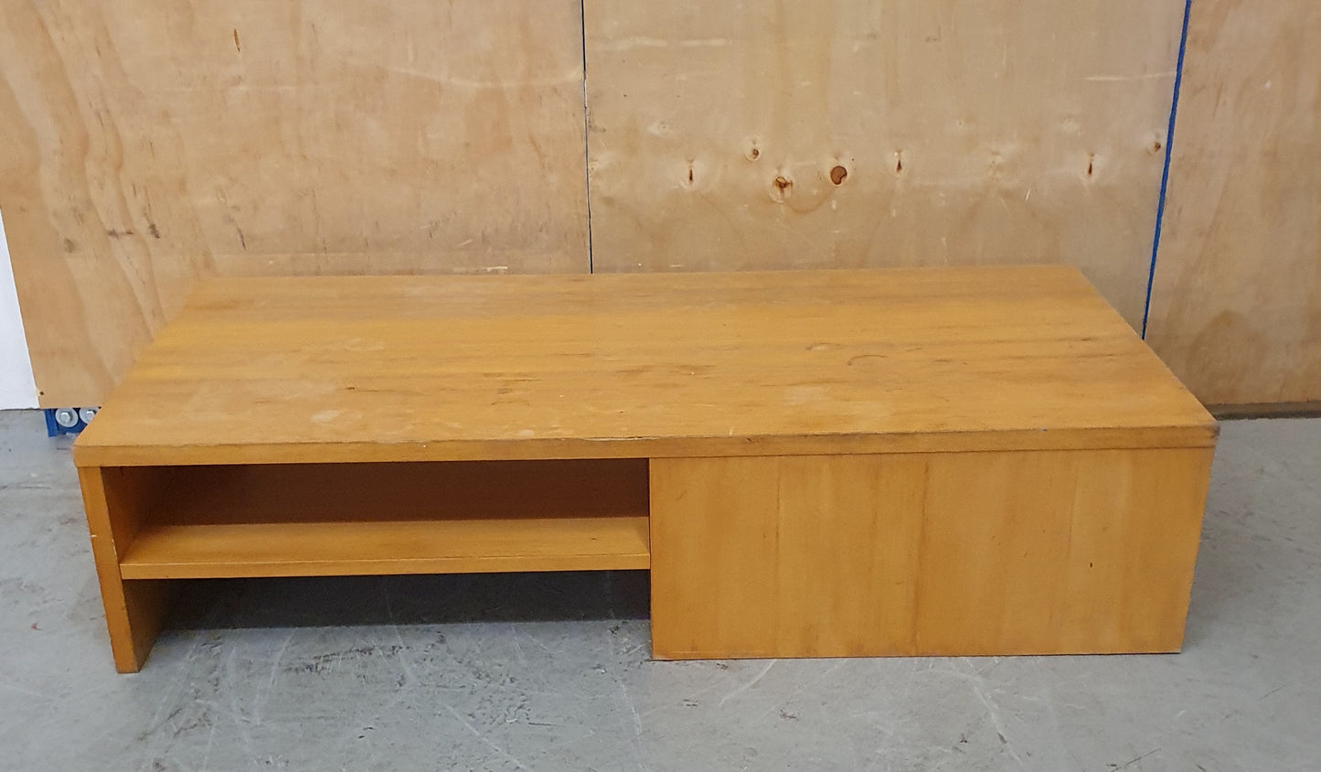 Large Low Wooden TV Stand with Shelf on One Side - 103658