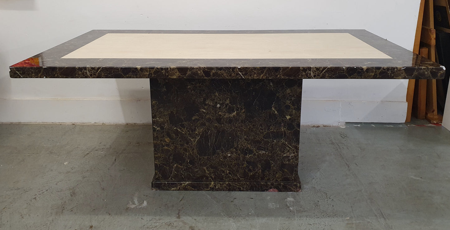 Large Heavy Brown Faux Marble Dining Table - 104429