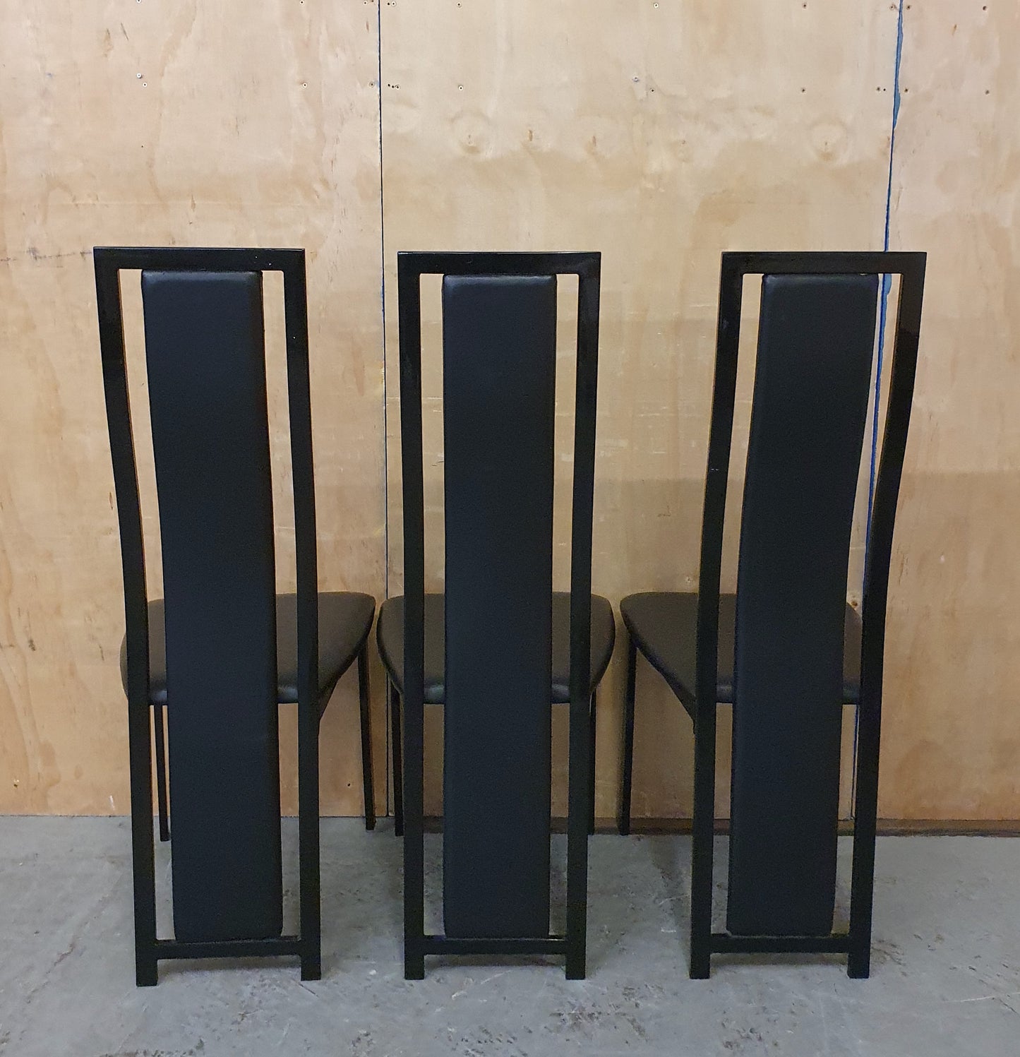 3 Matching Black High Back Faux Leather Dining Chairs - 104433 / 104434 / 104435
