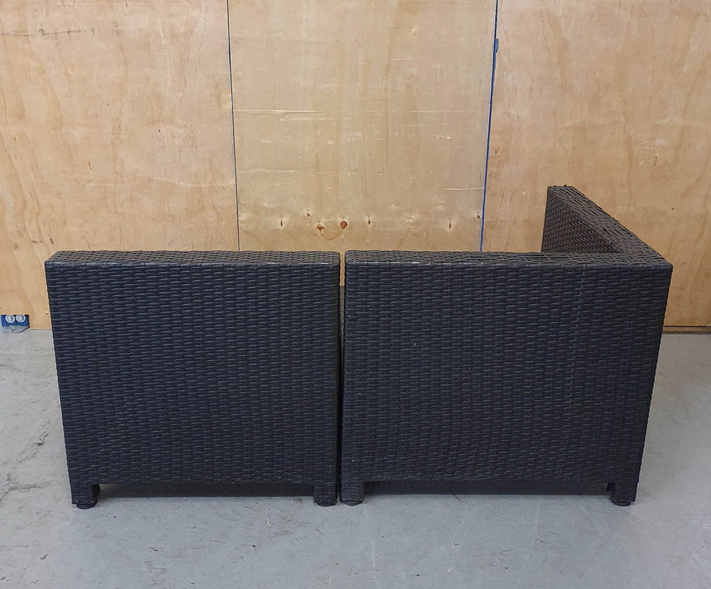 Dark Grey Plastic Woven Garden Chairs in Two Sections - EL103988 / EL103989