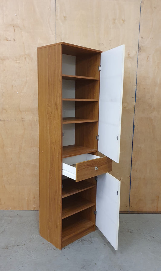 Slim Wood Wardrobe with 2 Doors and Central Drawer - 104598