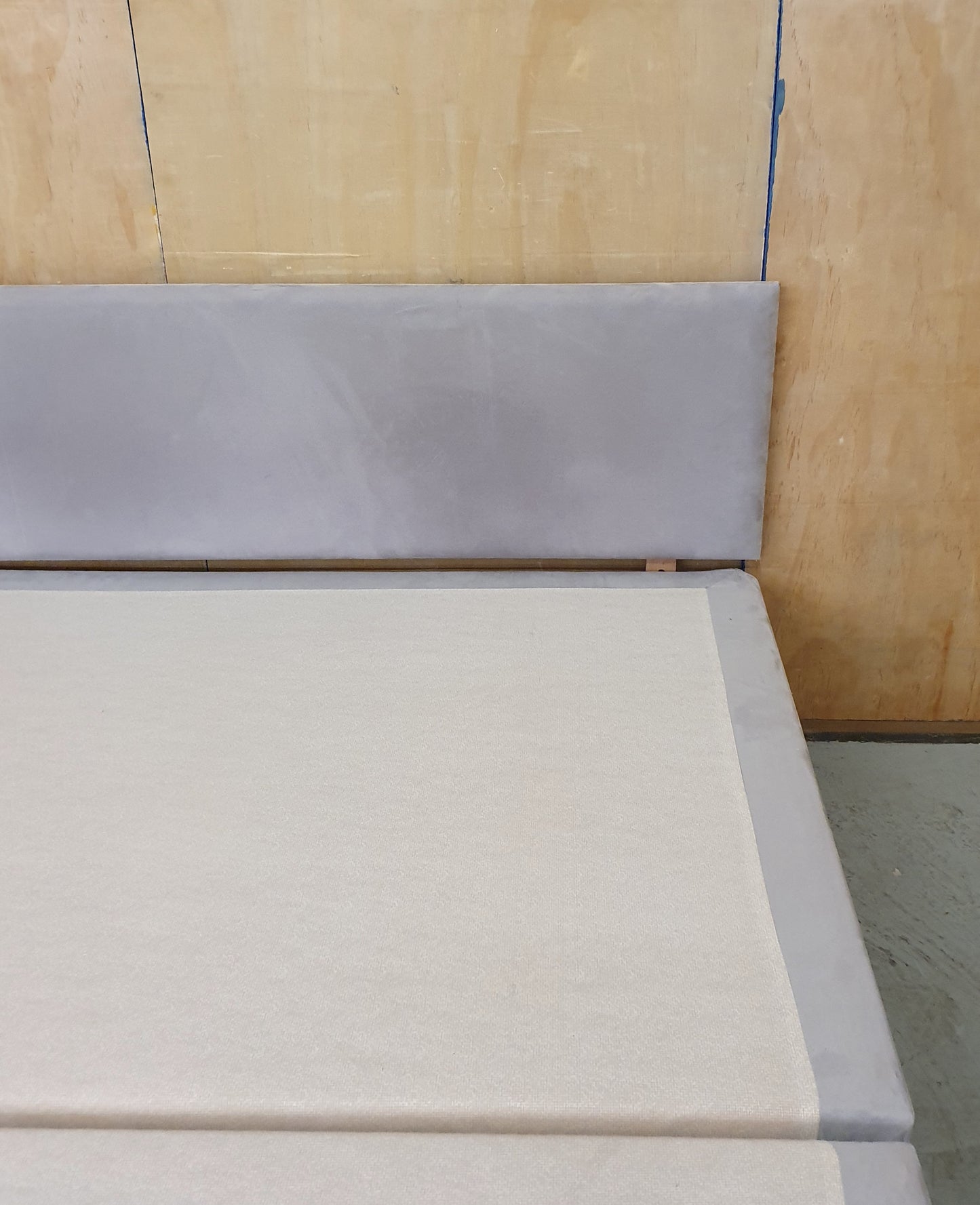 Grey Soft Suede Double Divan Bed Base with Matching Headboard - 103938 / 103945