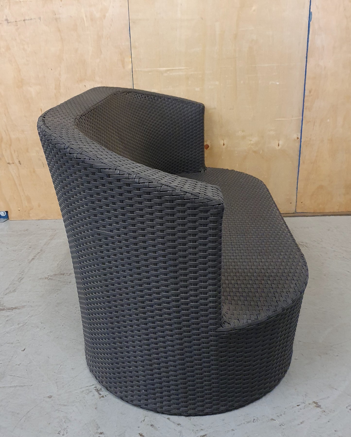 Dark Grey Oval Shape Plastic Weaved Garden Sofa - EL104055