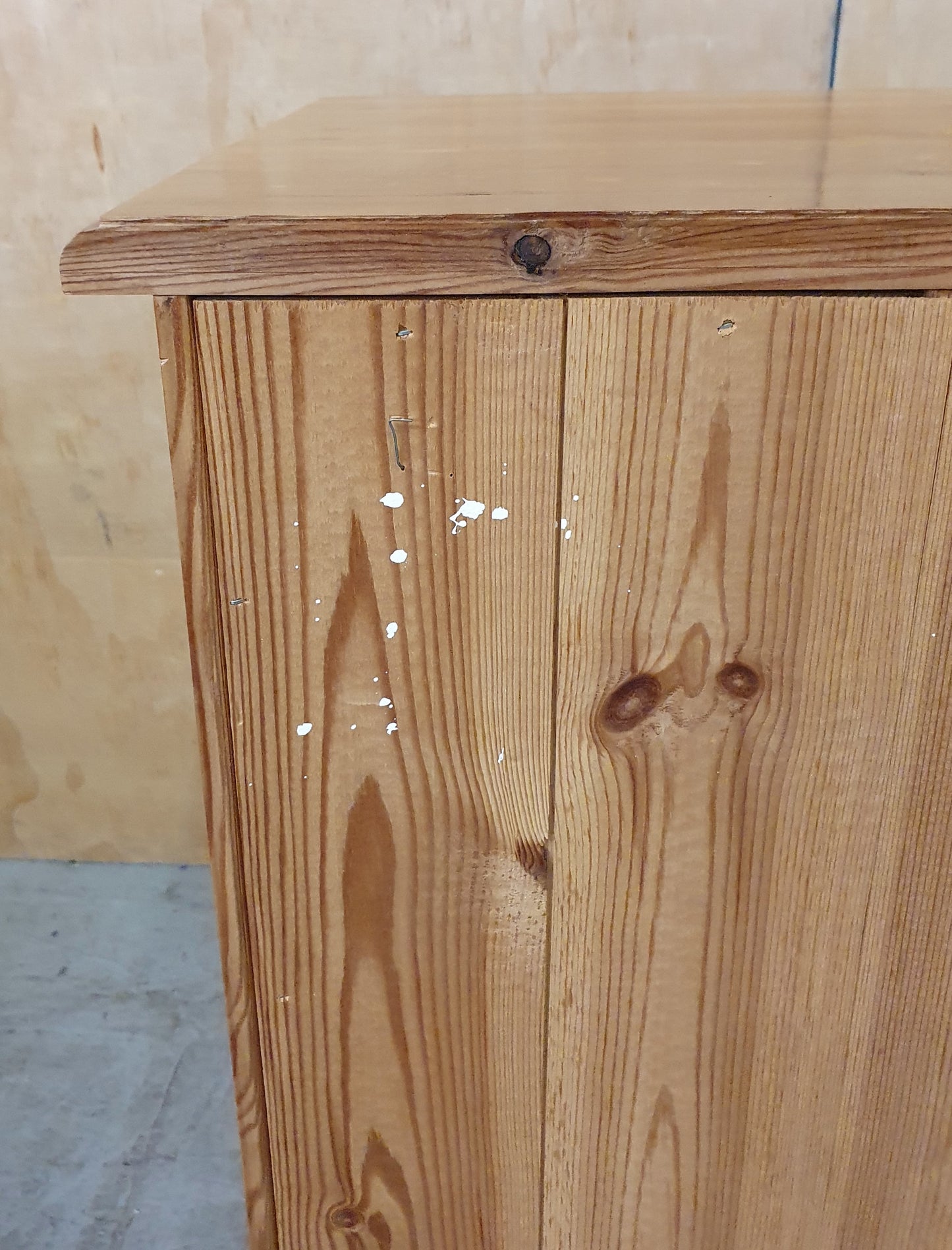 Small Glass Door Pine Cabinet with Drawers and Built In CD Racks - EL104074