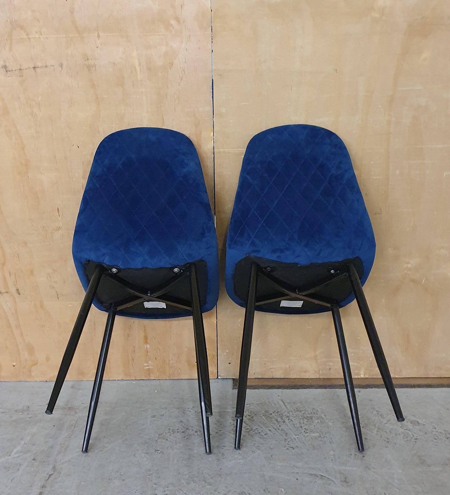 2 Matching Navy Blue Velvet Chairs - 104023 / 104024