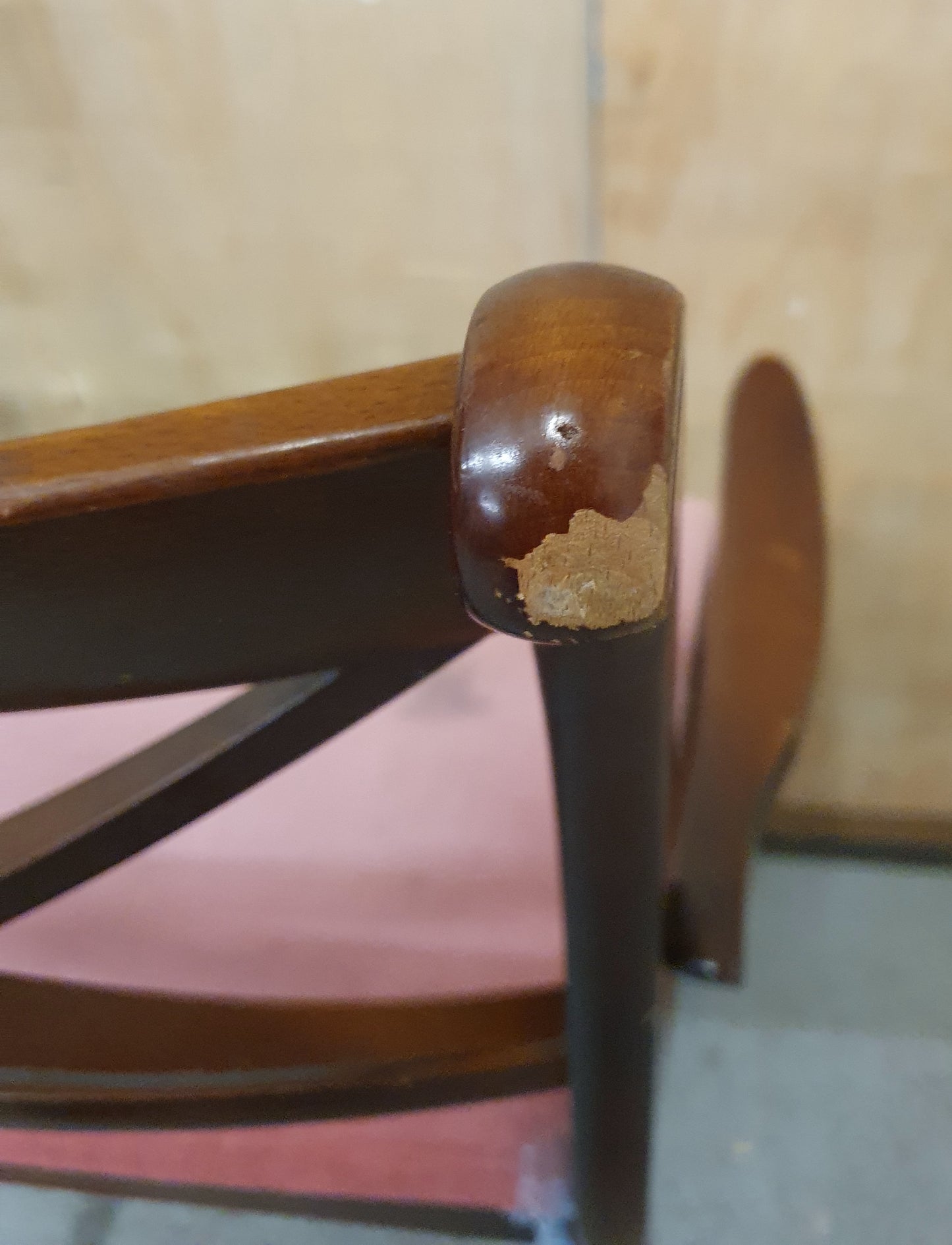 6 Matching Wood Frame Dining Chairs with Pink Soft Fabric Seats - 103464/103465/103466/103467/103468/103469