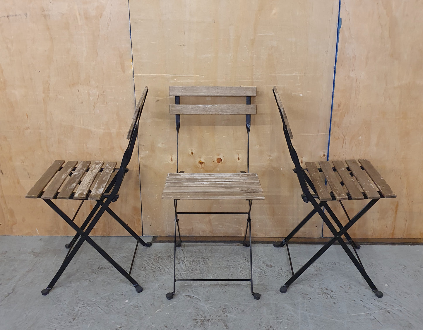 3 Matching Foldable Wood Garden Chairs - EL104465 / EL104466 / EL104467