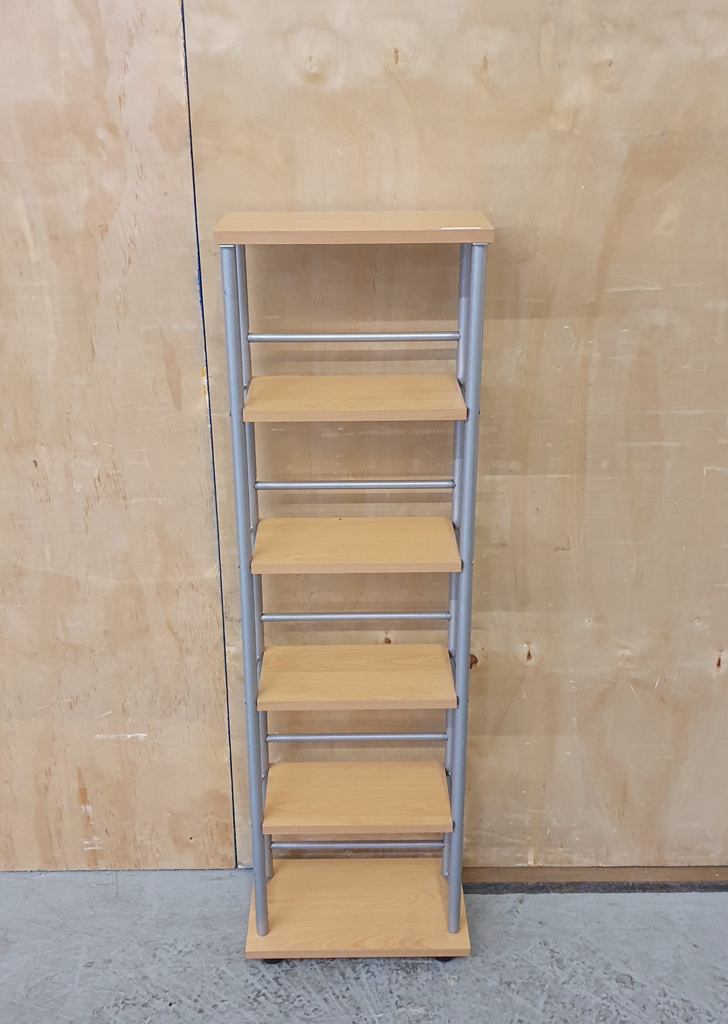 Small Slim Wooden Shelving Unit with Decorative Chrome Frame - 104007