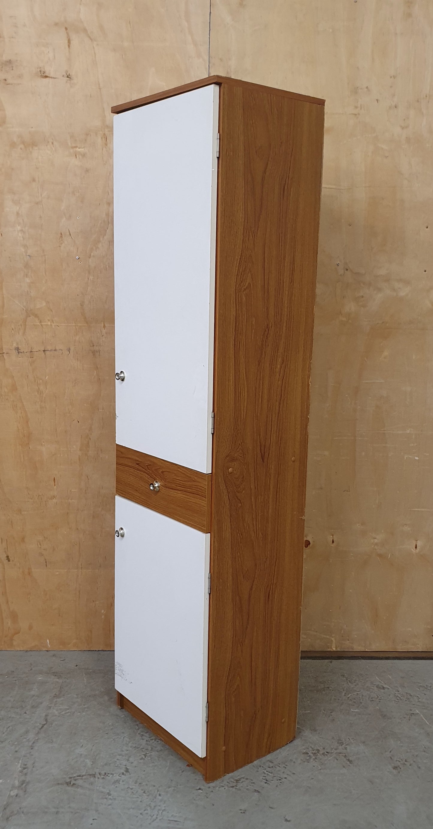 Slim Wood Wardrobe with 2 Doors and Central Drawer - 104598