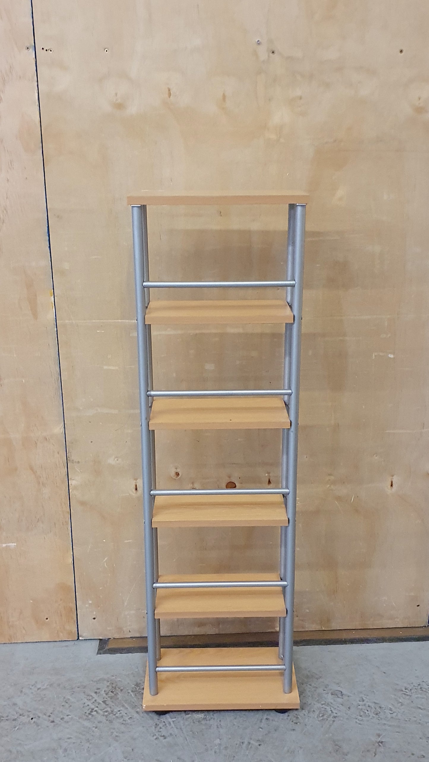 Small Slim Wooden Shelving Unit with Decorative Chrome Frame - 104007